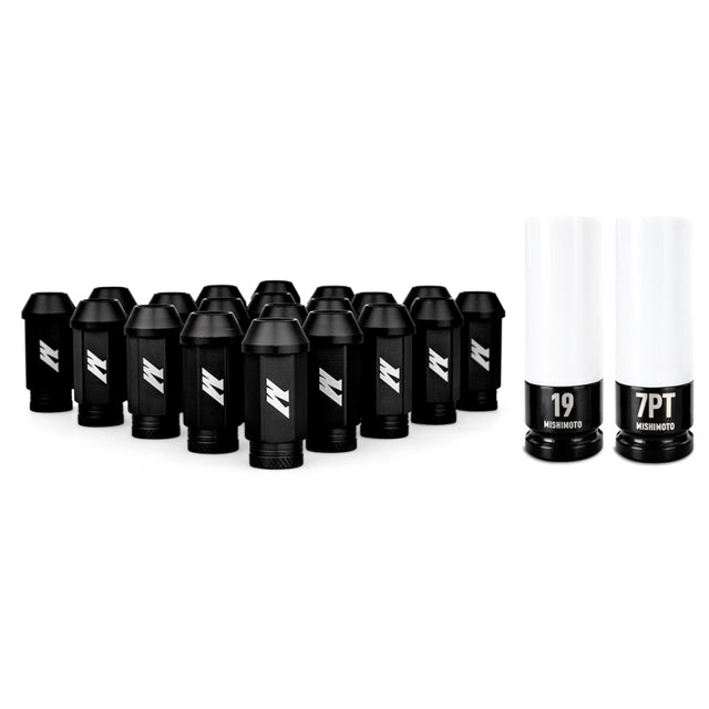 Mishimoto Aluminum Locking Lug Nuts M12x1.25 20pc Set Black Mishimoto Lug Nuts  AXOPROS