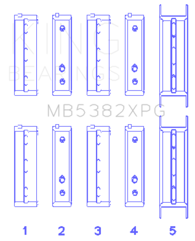King Subaru EJ20/EJ22/EJ25 (Thrust in #5 Position) Tri-Metal Perf Main Bearing Set - Size +0.25mm King Engine Bearings Bearings  AXOPROS
