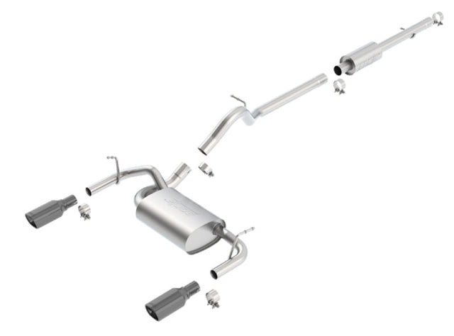 Borla 12-16 Jeep Wrangler 3.6L AT/MT 4DR 4WD S SQ RL AC SR 2.5in 2in TIP 3.5inx3.28in Black Chrome Borla Catback  AXOPROS