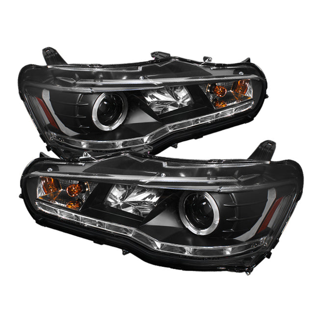 Spyder Mitsubishi Lancer/EVO-10 08-14 Projector Xenon/HID- LED Halo DRL Blk PRO-YD-ML08-HID-DRL-BK SPYDER Headlights  AXOPROS