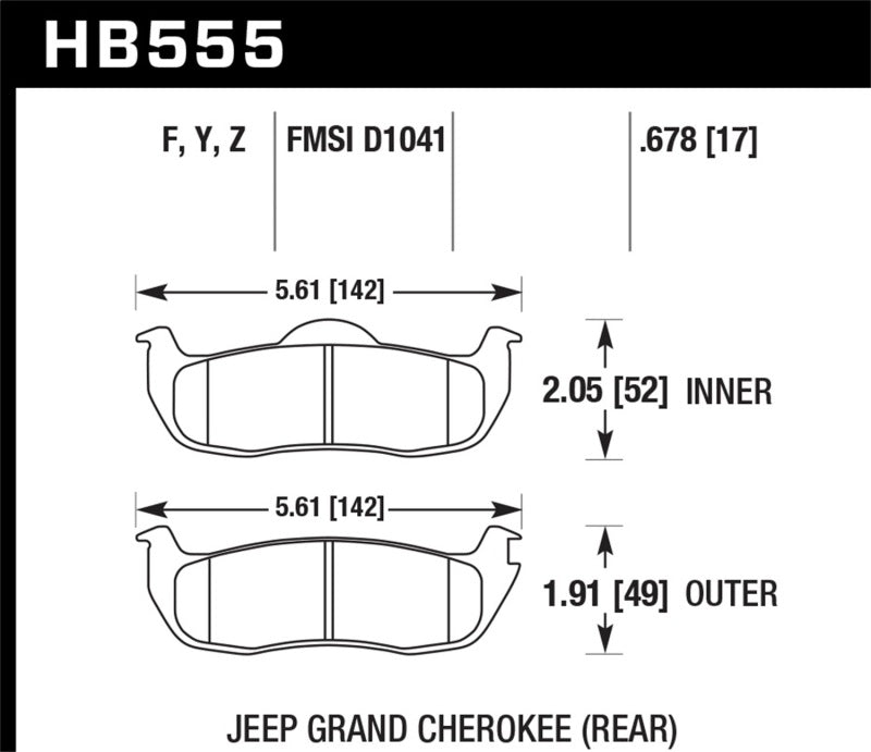 Hawk 06-10 Jeep Commander / 05-10 Grand Cherokee / 05-10 Armada / 04 Pathfinder / 04-10 Tital 5.6L / Hawk Performance Brake Pads - OE  AXOPROS