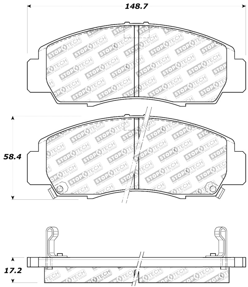 StopTech Performance 04-09 Acura TSX / 09 Accord V6 Coupe ONLY Front Brake Pads Stoptech Brake Pads - Performance  AXOPROS