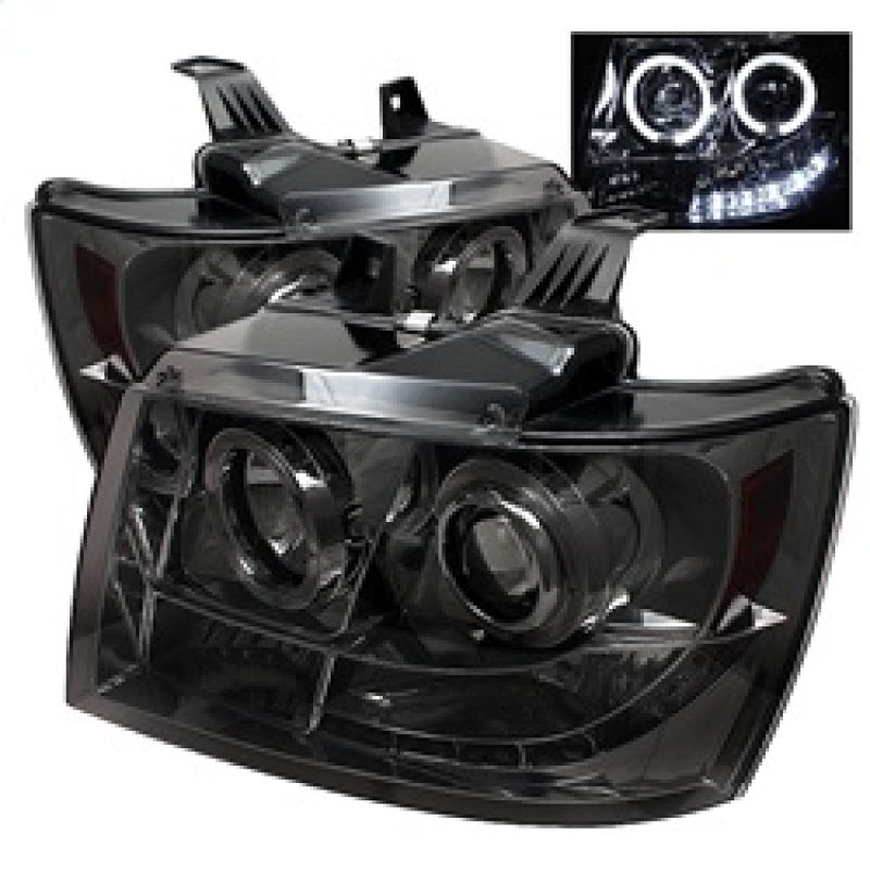 Spyder Chevy Suburban 1500 07-14 Projector Headlights LED Halo LED Smke PRO-YD-CSUB07-HL-SM SPYDER Headlights  AXOPROS