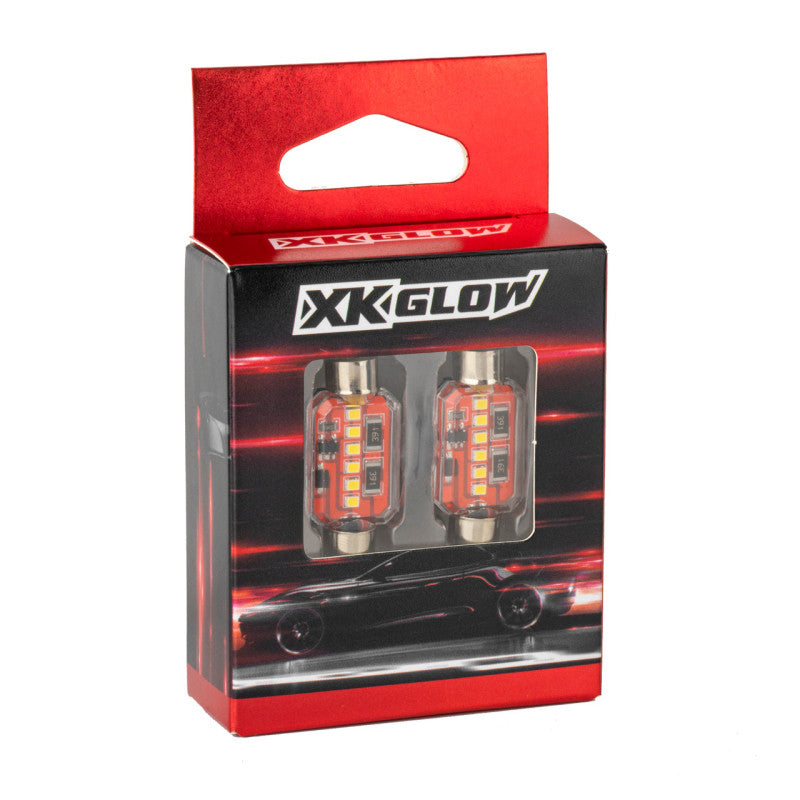 XK Glow White Festoon Error Free Ultra Bright LED Bulbs w/ Built-in Canbus 2pc 31mm XKGLOW Bulbs  AXOPROS