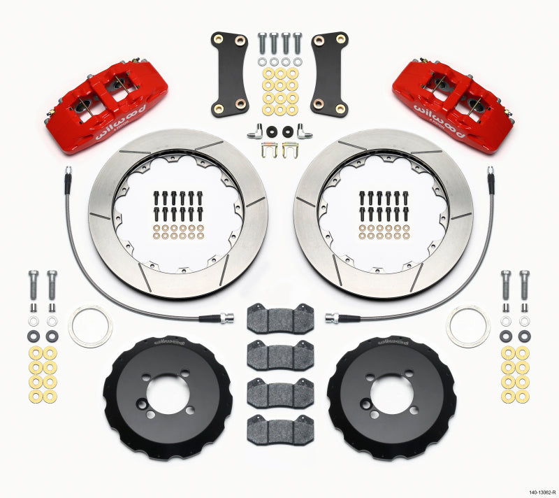 Wilwood Dynapro 6 Front Hat Kit 12.88in Red 2002-Up Mini Cooper w/ Lines Wilwood Big Brake Kits  AXOPROS