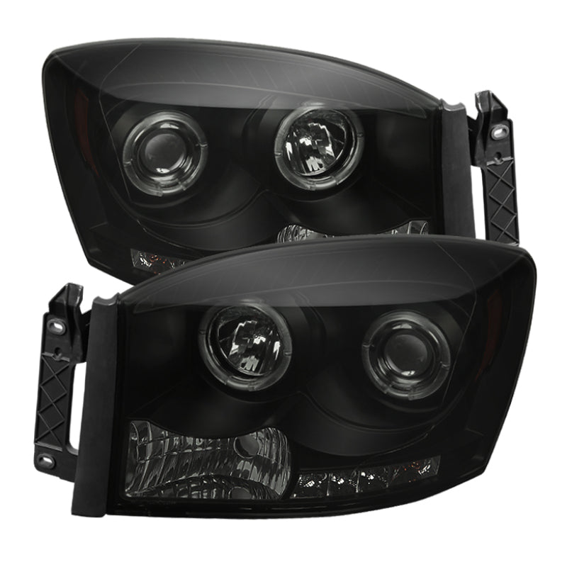 Spyder Dodge Ram 1500 06-08 06-09 Projector Headlights LED Halo LED Blk Smke PRO-YD-DR06-HL-BSM SPYDER Headlights  AXOPROS