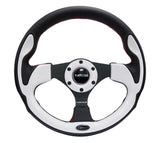 NRG Reinforced Steering Wheel (320mm) Blk w/White Trim & 4mm 3-Spoke NRG Steering Wheels  AXOPROS