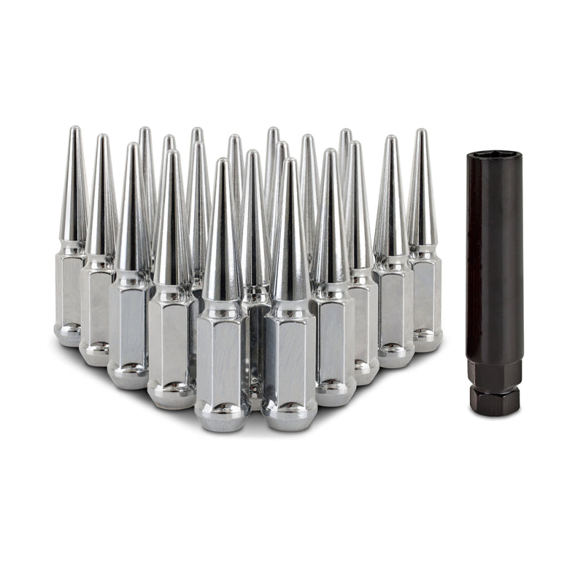 Mishimoto Steel Spiked Lug Nuts M12x1.5 20pc Set - Chrome Mishimoto Lug Nuts  AXOPROS