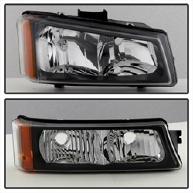 Xtune Chevy Silverado 2500HD 03-06 Crystal Headlights w/ Bumper Lights Black HD-JH-CSIL03-AM-BK-SET SPYDER Headlights  AXOPROS