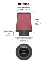 K&N Universal Rubber Filter 3 1/2inch ID FLG / 6inch Base / 4-5/8inch Top / 6inch Height K&N Engineering Air Filters - Universal Fit  AXOPROS