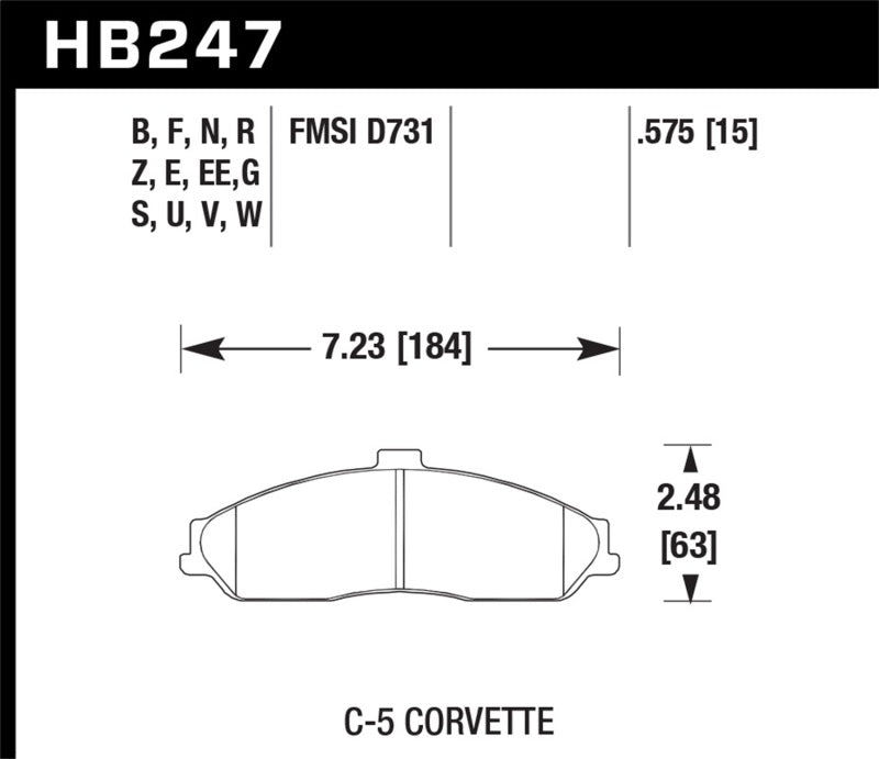 Hawk 97-06 Corvette (incl C5 Z06) HP+ Street Front Brake Pads Hawk Performance Brake Pads - Performance  AXOPROS