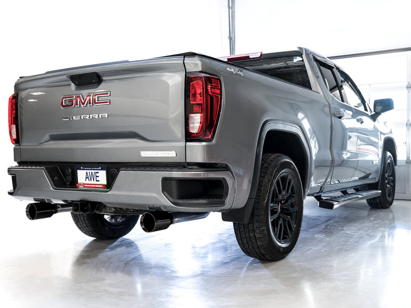 AWE Tuning 4th Gen GM 1500 5.3L 0FG Catback Split Rear Exit (Flat Bumper) - Dual Diamond Tips AWE Tuning Catback  AXOPROS