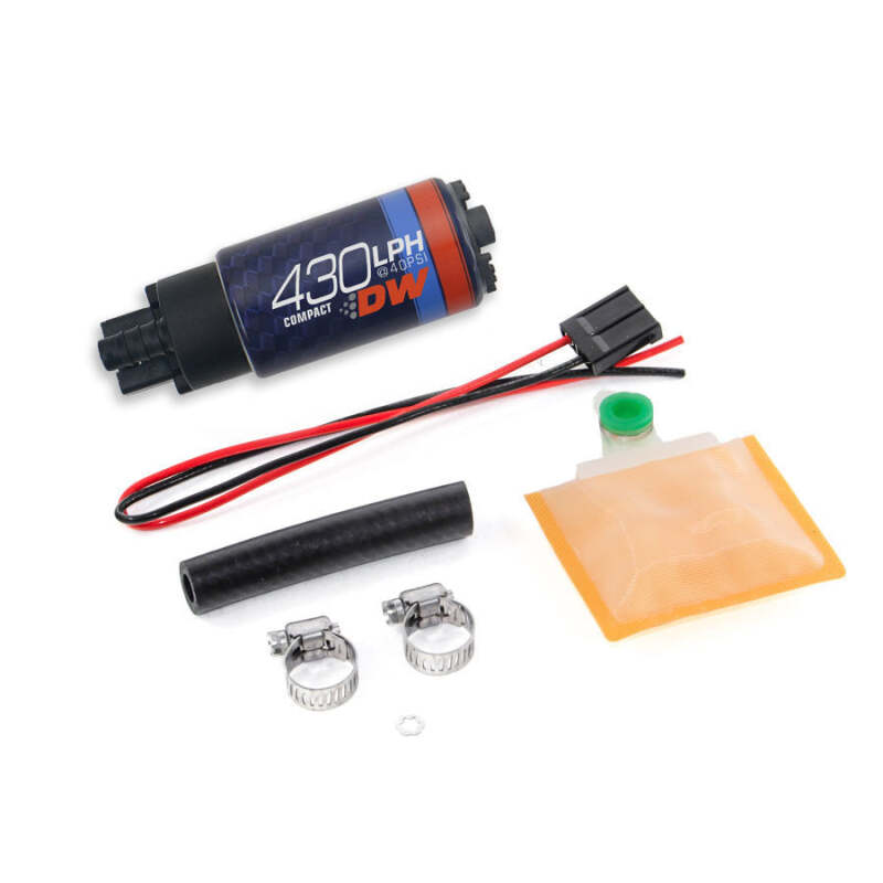 DeatschWerks Universal DW430C 430lph Compact Fuel Pump with Install Kit DeatschWerks Fuel Pumps  AXOPROS