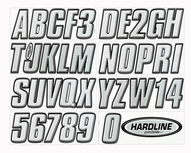 Hardline Boat Lettering Registration Kit 3 in. - 800 Silver/Black Hardline Stickers/Decals/Banners  AXOPROS