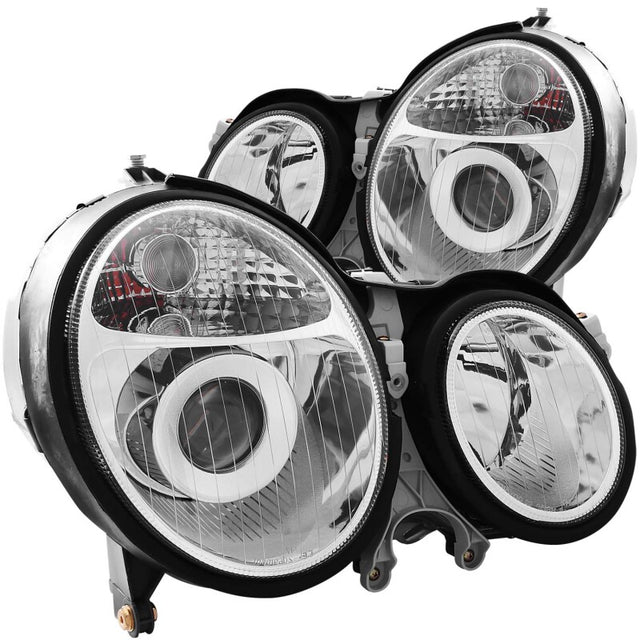 ANZO 1999-2002 Mercedes Benz E Class W210 Projector Headlights Chrome ANZO Headlights  AXOPROS