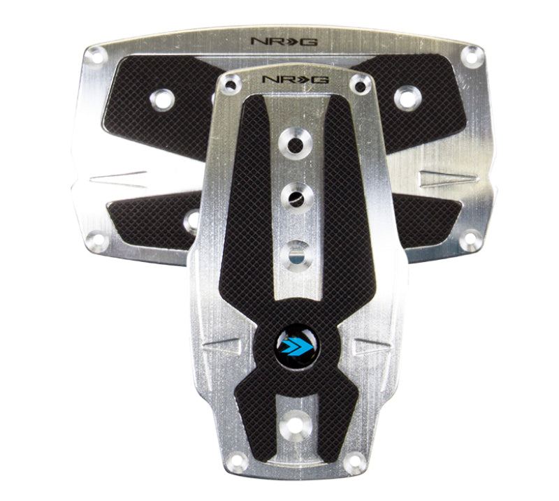NRG Brushed Aluminum Sport Pedal A/T - Silver w/Black Rubber Inserts NRG Pedal Covers  AXOPROS