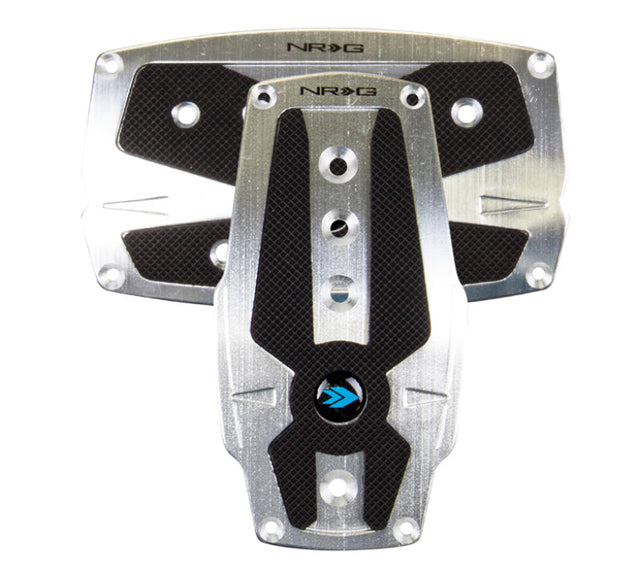 NRG Brushed Aluminum Sport Pedal A/T - Silver w/Black Rubber Inserts NRG Pedal Covers  AXOPROS