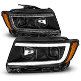 ANZO 11-13 Jeep Grand Cherokee (Factory Halogen Only) Projector Headlights w/Light Bar Swtchbk Black ANZO Headlights  AXOPROS