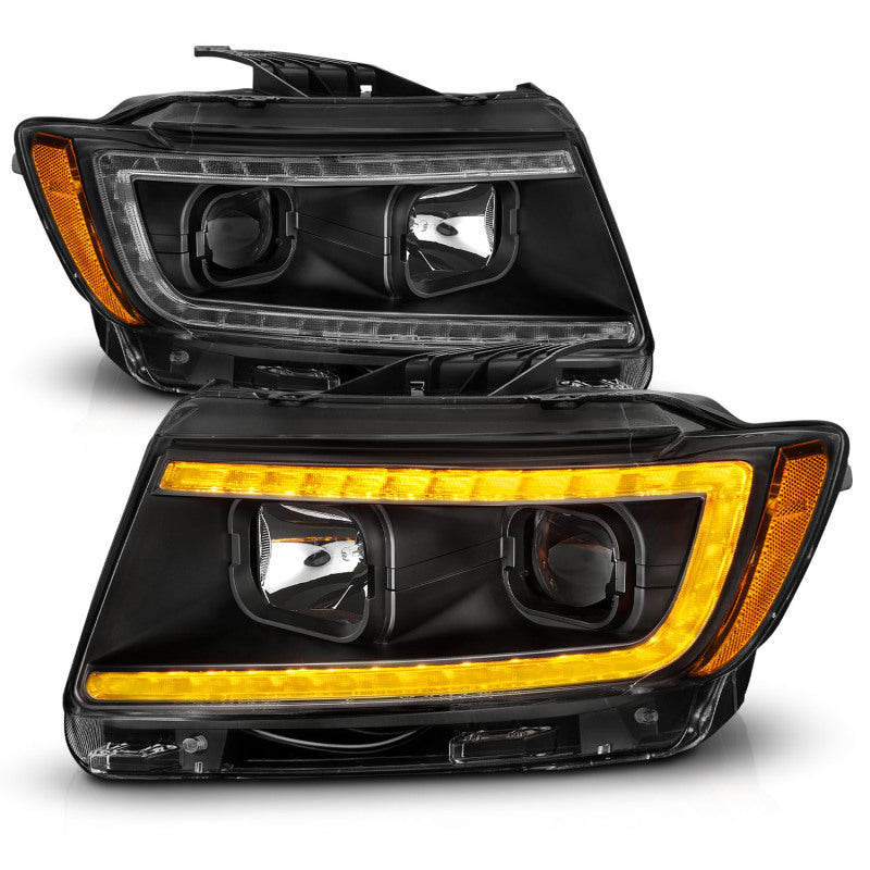 ANZO 11-13 Jeep Grand Cherokee (Factory Halogen Only) Projector Headlights w/Light Bar Swtchbk Black ANZO Headlights  AXOPROS