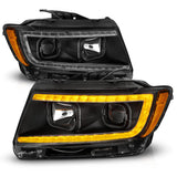 ANZO 11-13 Jeep Grand Cherokee (Factory Halogen Only) Projector Headlights w/Light Bar Swtchbk Black ANZO Headlights  AXOPROS