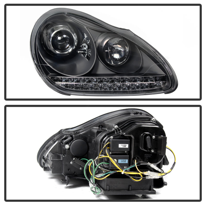 Spyder Porsche Cayenne 03-06 Projector Xenon/HID Model- DRL LED Blk PRO-YD-PCAY03-HID-DRL-BK SPYDER Headlights  AXOPROS