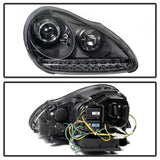 Spyder Porsche Cayenne 03-06 Projector Xenon/HID Model- DRL LED Blk PRO-YD-PCAY03-HID-DRL-BK SPYDER Headlights  AXOPROS