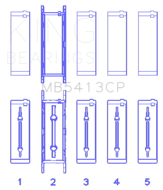 King Opel LNF/LSJ/L42/61/Z22SE Crankshaft Main Bearing Set (Set of 5) King Engine Bearings Bearings  AXOPROS