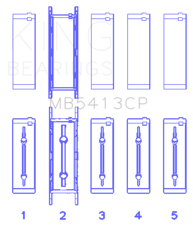 King Opel LNF/LSJ/L42/61/Z22SE Crankshaft Main Bearing Set (Set of 5) King Engine Bearings Bearings  AXOPROS