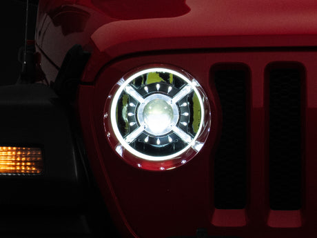Raxiom Raxiom 18-22 Jeep Wrangler JL/ JT 9-Inch LED Headlights w/ DRL and Halo- Black Housing (Clear Lens) Headlights aftermarket performance part