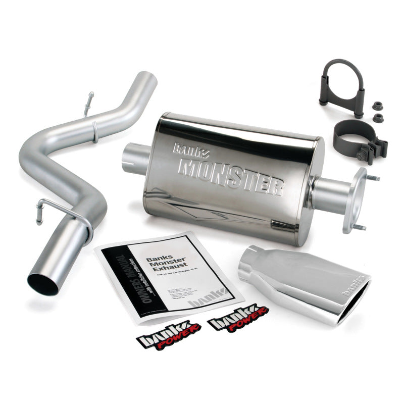Banks Power Banks Power 04-06 Jeep 4.0L Wrangler Monster Exhaust System - SS Single Exhaust w/ Chrome Tip Catback aftermarket performance part
