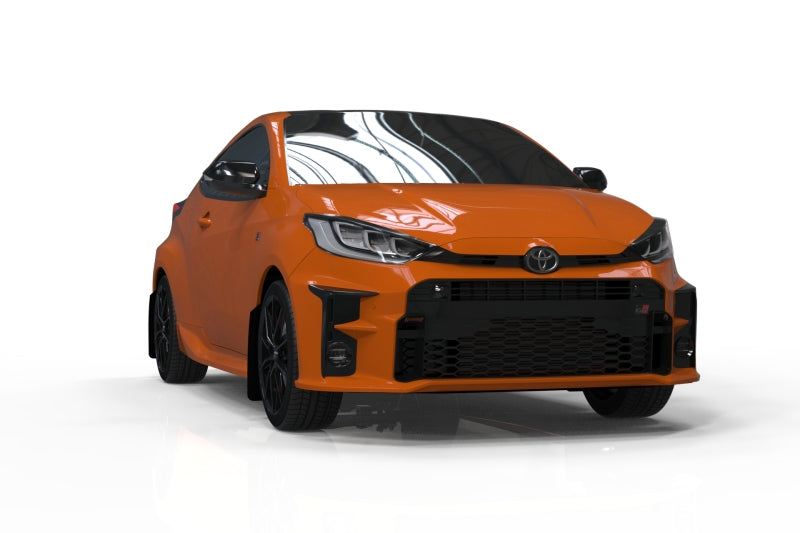 Rally Armor 20-23 Toyota GR Yaris Black Mud Flap w/White Logo Rally Armor Mud Flaps  AXOPROS