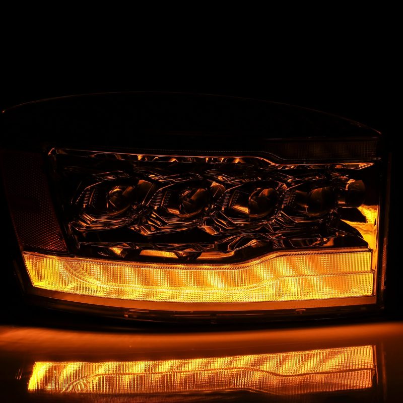 AlphaRex 06-08 Dodge Ram 1500HD NOVA LED Proj Headlights Plank Style Blk w/Seq Signal/DRL/Amber LED AlphaRex Headlights  AXOPROS