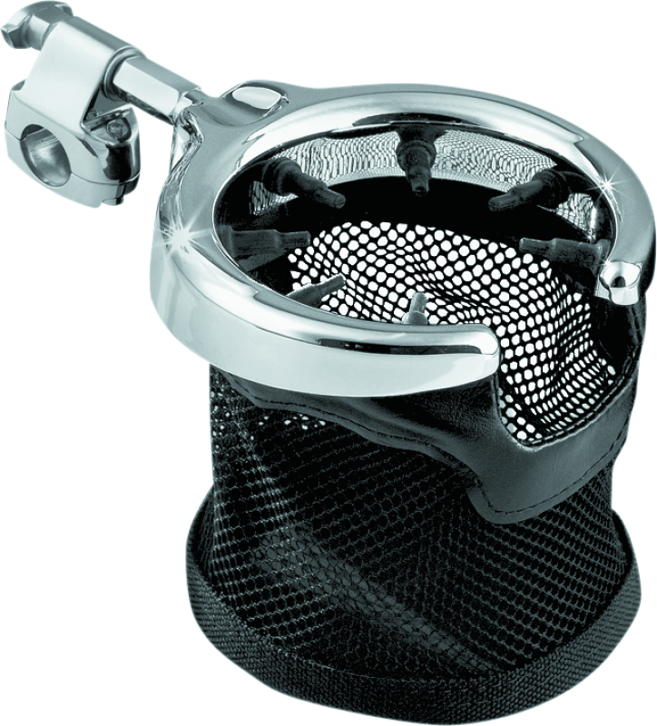 Kuryakyn Universal Passenger Drink Holder With Basket Black & Chrome Kuryakyn Cup Holders  AXOPROS