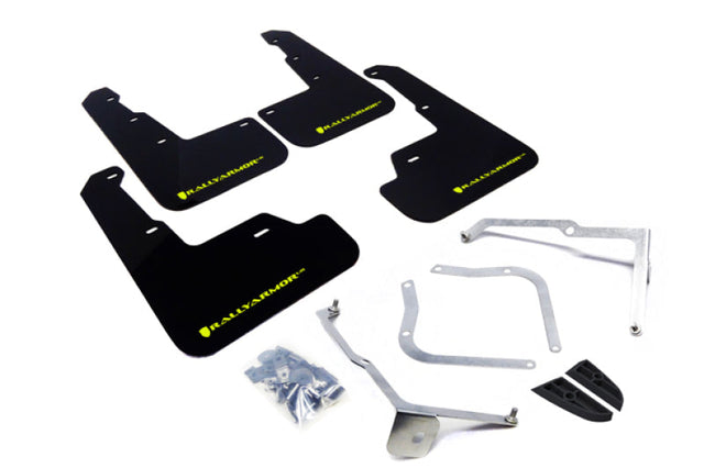 Rally Armor 15-21 Subaru WRX/STI Black UR Mud Flap w/Green Logo Rally Armor Mud Flaps  AXOPROS