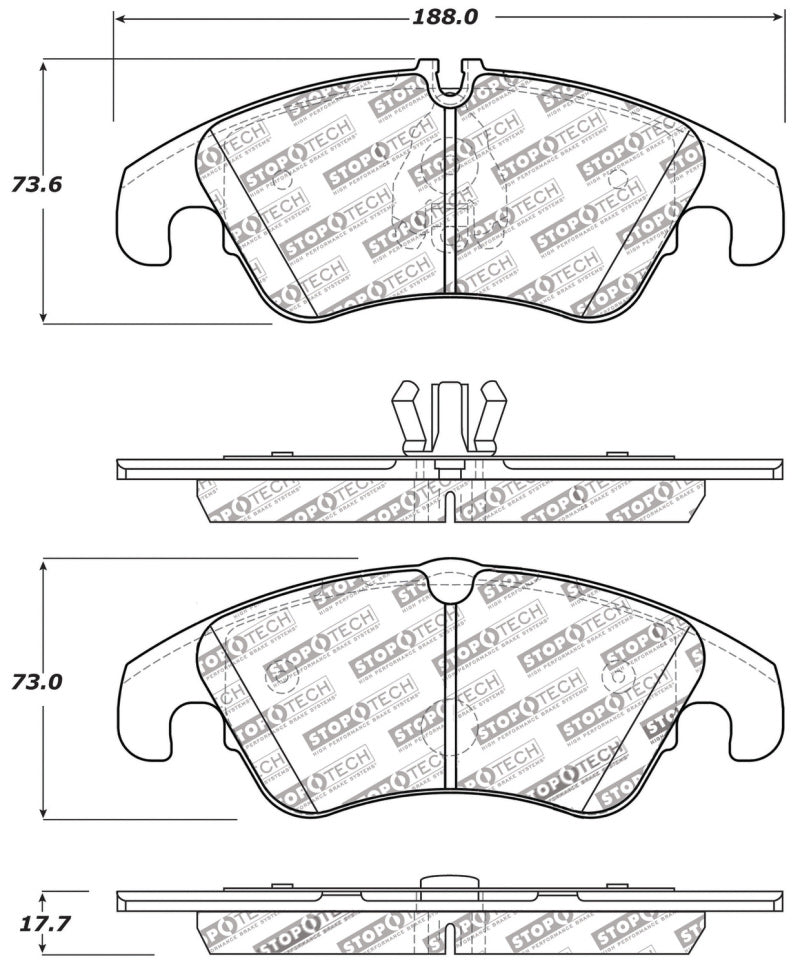 StopTech Performance 08-10 Audi A5 / 10 S4 / 09-10 Audi A4 (except Quattro) Front Brake Pads Stoptech Brake Pads - Performance  AXOPROS