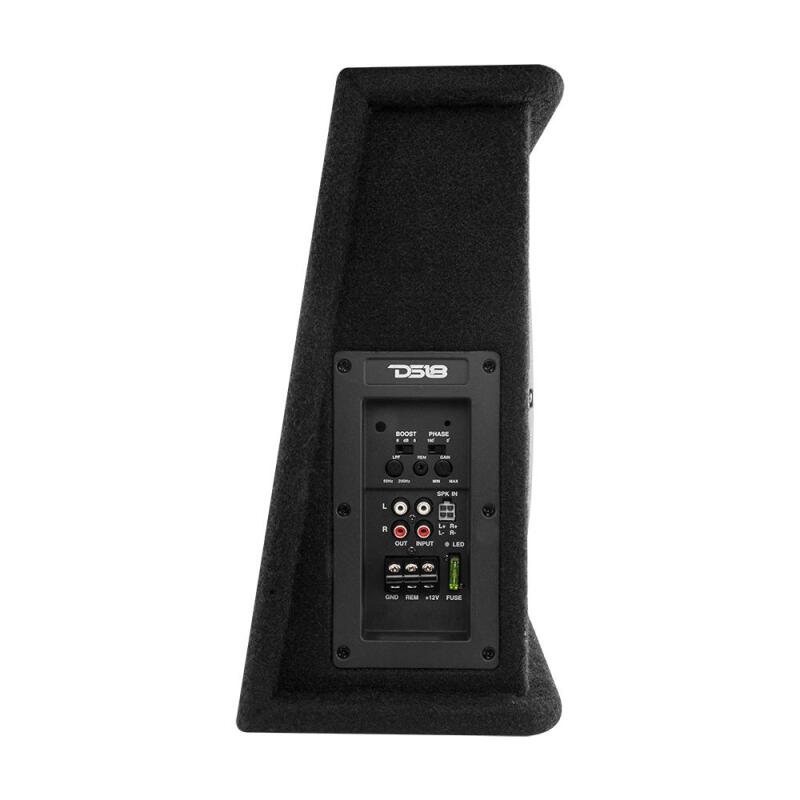 DS18 DS18 Single 12in Shallow Subwoofer and Enclosure 350 Watts RMS Amplified Sealed Black Carpet Subwoofers aftermarket performance part