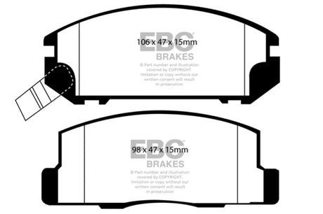 EBC 99-02 Toyota MR2 1.8 Yellowstuff Rear Brake Pads EBC Brake Pads - Performance  AXOPROS
