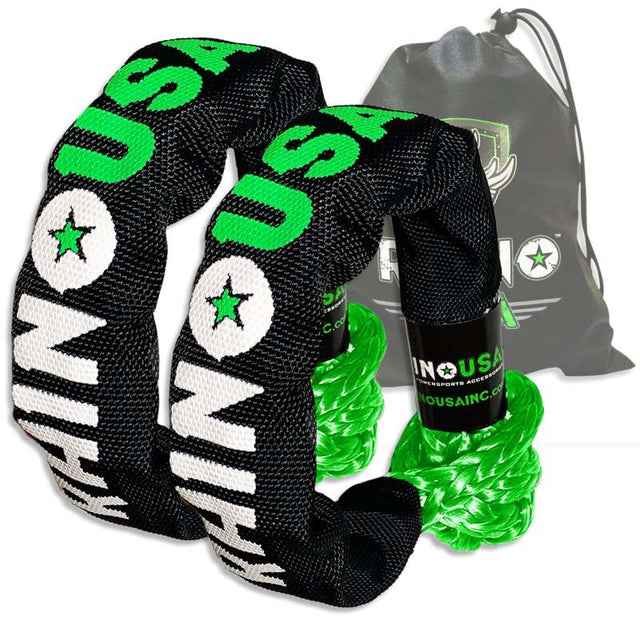 Rhino USA Synthetic Soft Shackles Green (2-Pack) Rhino USA Shackle Kits  AXOPROS