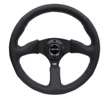 NRG Reinforced Steering Wheel (350mm / 2.5in. Deep) Blk Leather Comfort Grip w/5mm Matte Blk Spokes NRG Steering Wheels  AXOPROS