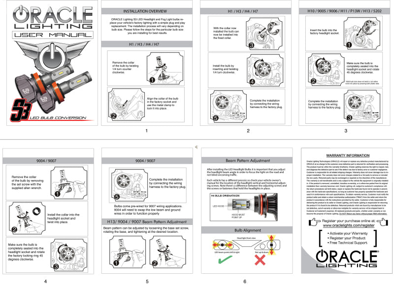 Oracle H13 - S3 LED Headlight Bulb Conversion Kit - 6000K ORACLE Lighting Bulbs  AXOPROS