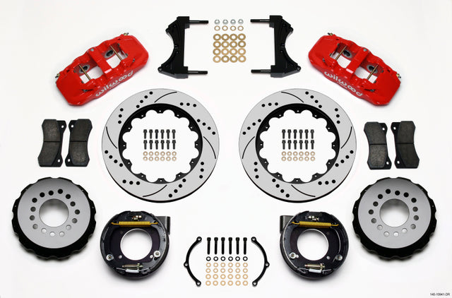 Wilwood AERO4 Rear P-Brake Kit 14.00in Drilled Red Chevy C-10 2.42 Offset 5-lug Wilwood Big Brake Kits  AXOPROS
