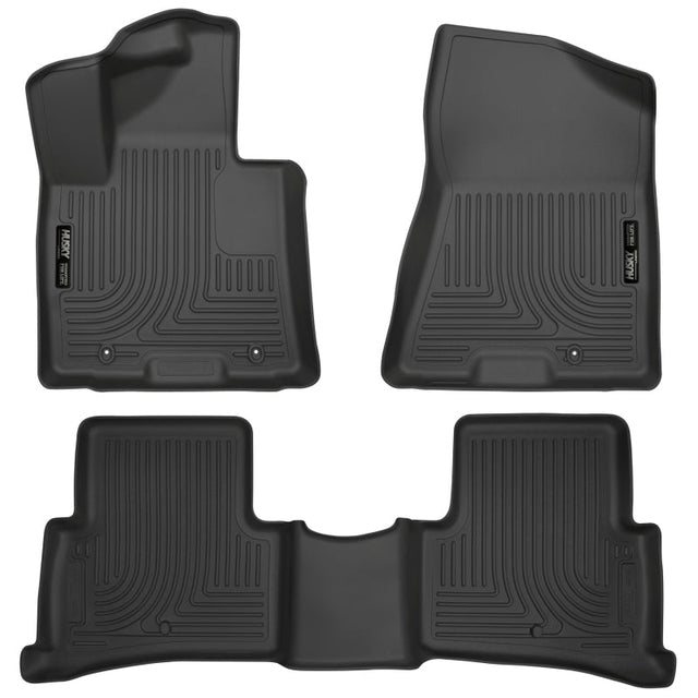 Husky Liners 2017 Kia Sportage Weatherbeater Front and Second Row Black Floor Liners Husky Liners Floor Mats - Rubber  AXOPROS
