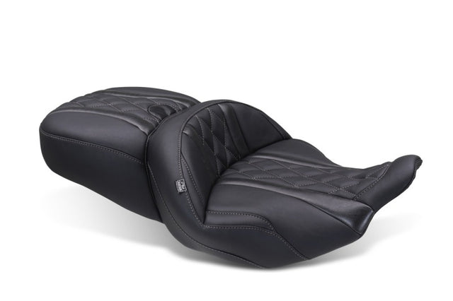 Mustang 23-25 Harley CVO Road Glide (ST) Super Touring Standard Reach One-Piece, 2 UP Black Mustang Motorcycle Solo Motorcycle Seats  AXOPROS