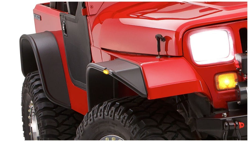 Bushwacker 87-95 Jeep Wrangler Flat Style Flares 4pc Excludes Renegade - Black Bushwacker Fender Flares  AXOPROS