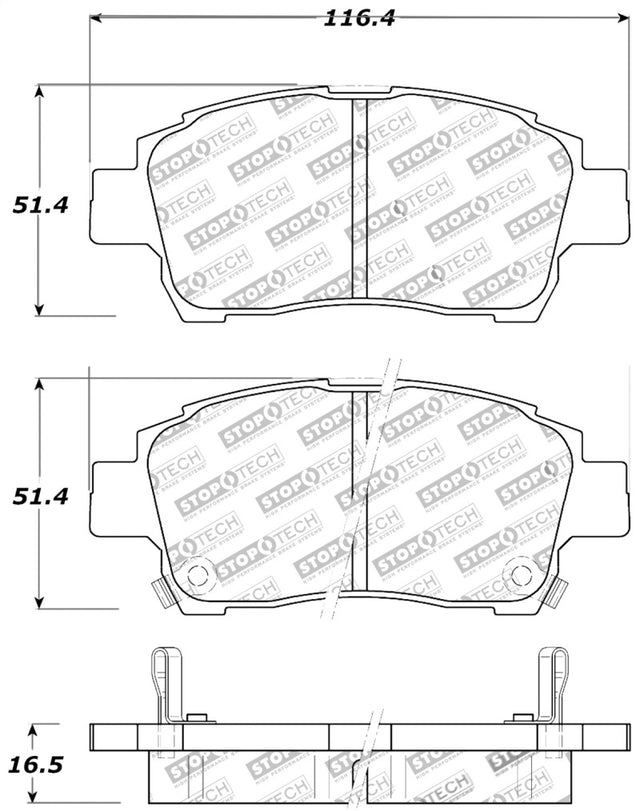 StopTech Performance 00-05 Spyder MR2 / 00 Celica GT / 04-07 xA/xB Front Brake Pads Stoptech Brake Pads - Performance  AXOPROS
