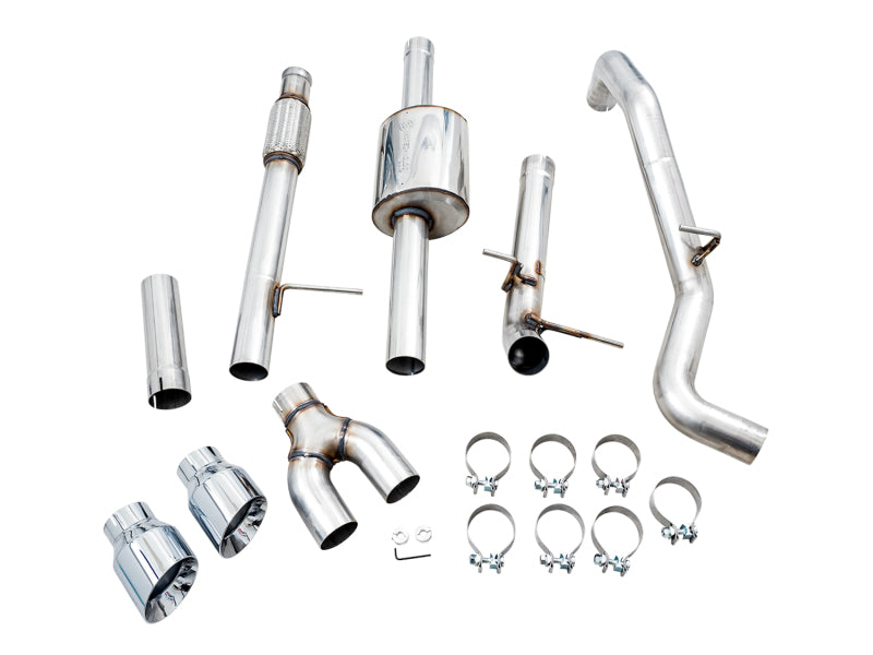 AWE Tuning 4th Gen GM 1500 5.3L 0FG Catback Dual Side Exit (Flat Bumper) - Chrome Tips AWE Tuning Catback  AXOPROS