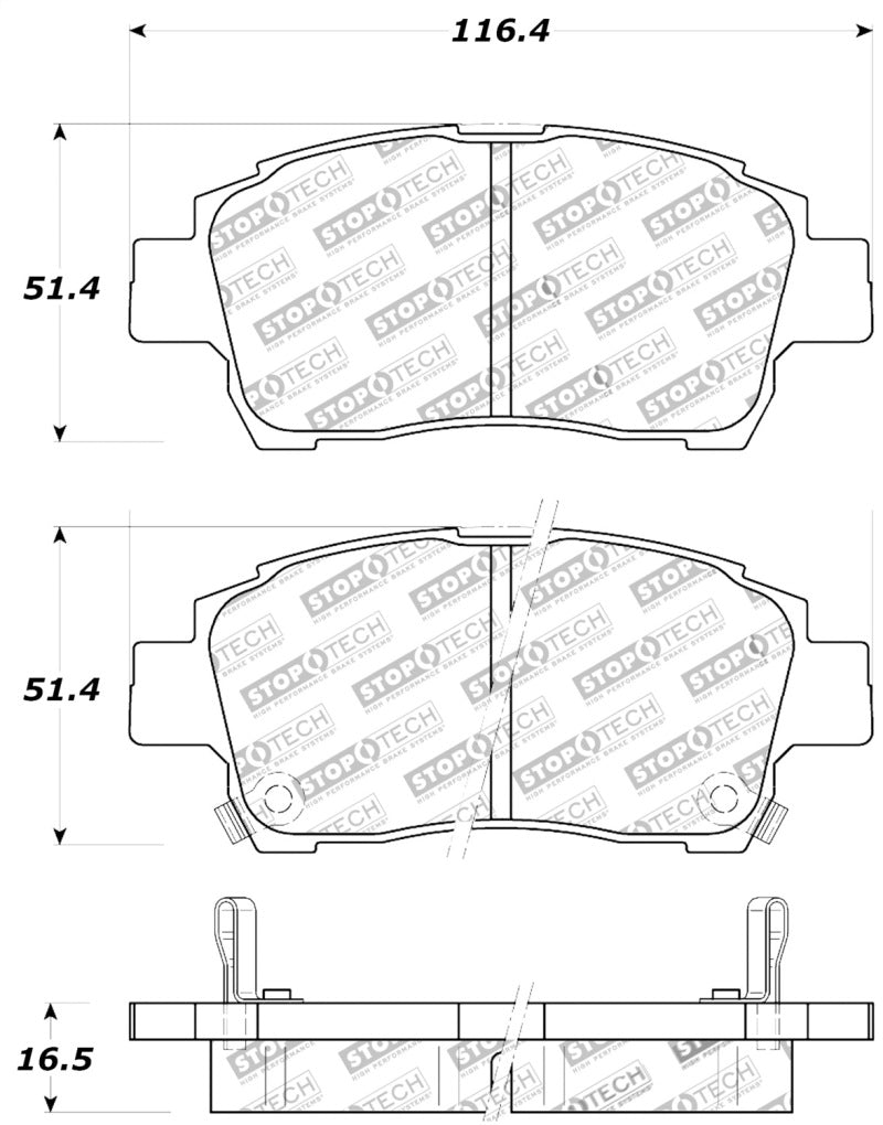 StopTech Performance 00-05 Celica GT-S Rear Brake Pads Stoptech Brake Pads - Performance  AXOPROS