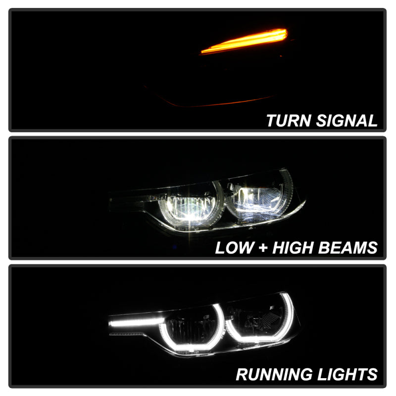 Spyder BMW F30 3 Series 4Dr LED Projector Headlights Chrome PRO-JH-BF3012H-4D-LED-C SPYDER Headlights  AXOPROS