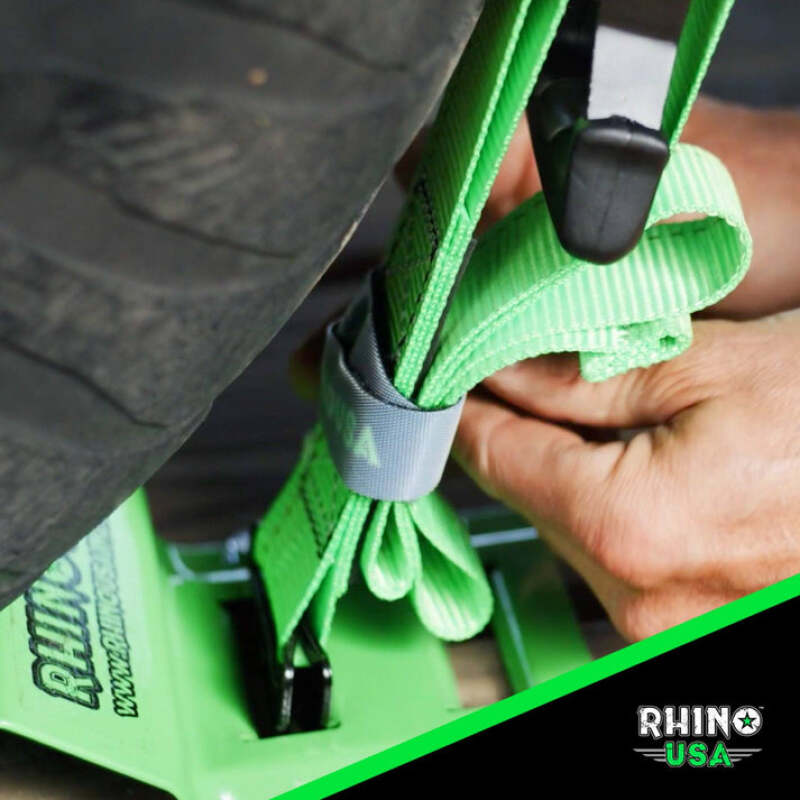 Rhino USA Utv Wheel Chock Tie-Down Kit (2-Wheel Kit) (Green) Rhino USA Cargo Tie-Downs  AXOPROS