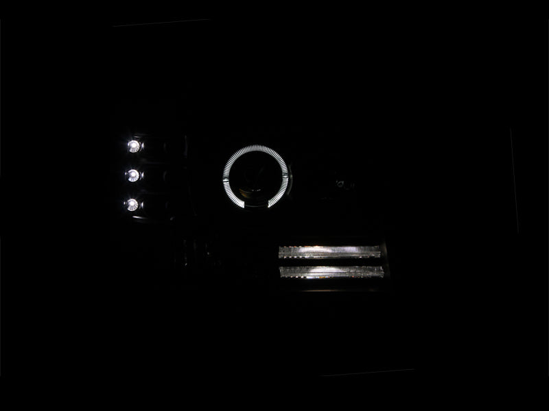 ANZO 1992-1996 Ford F-150 Projector Headlights w/ Halo Black w/ Side Markers and Parking Lights ANZO Headlights  AXOPROS